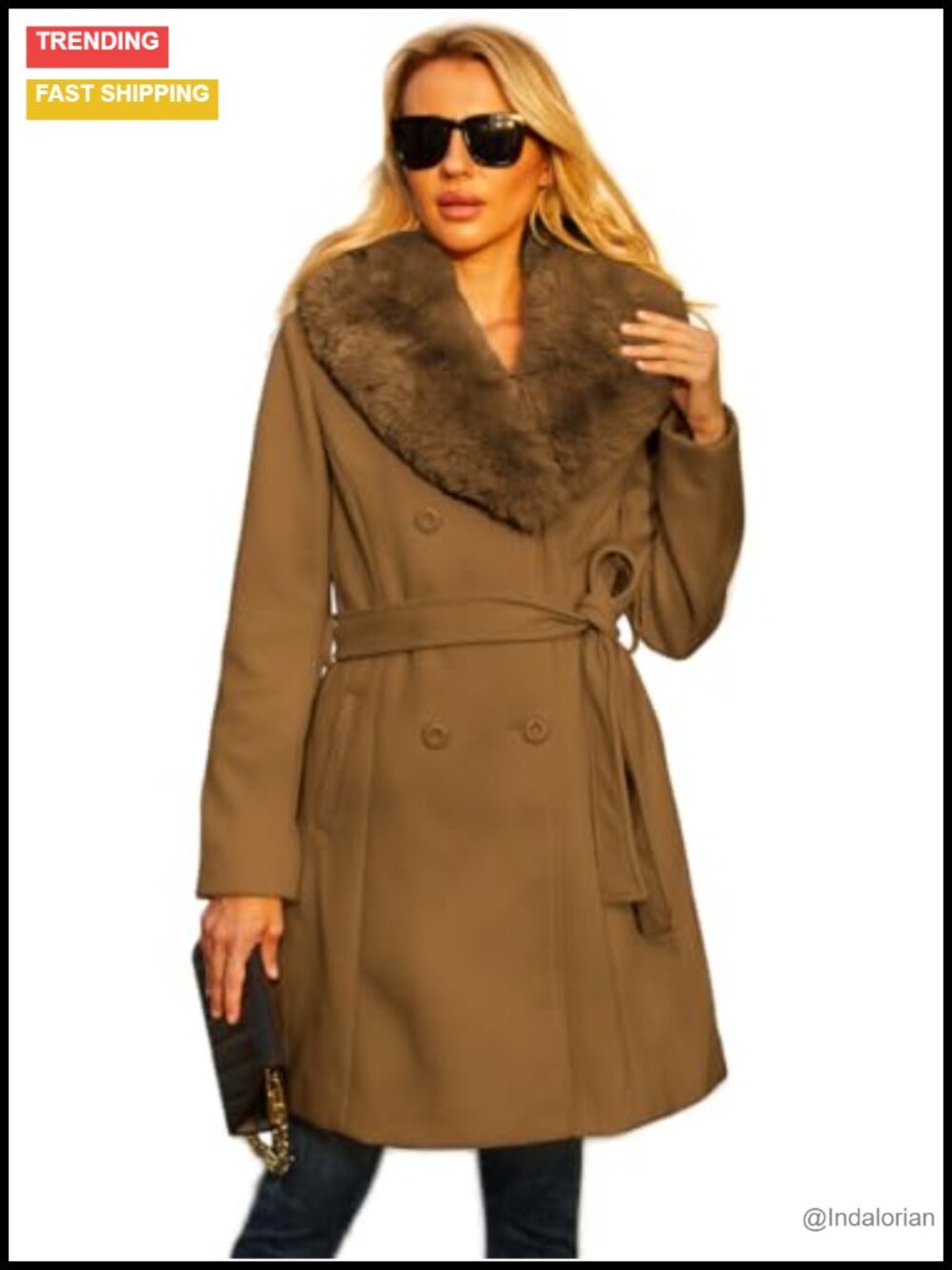 Long Pea Coat Faux Leather Trench Coat Winter Outwear Women's Overcoat